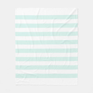 Soft White & Cyan Green Pastel Lines Pattern Fleece Blanket