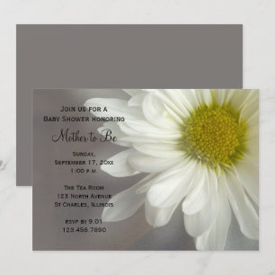 Soft White Daisy Baby Shower Invitation