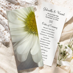 Soft White Daisy on Grey Wedding Programs