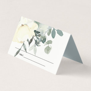 SOFT WHITE FLORAL FIRST HOLY COMMUNION PLACE CARD