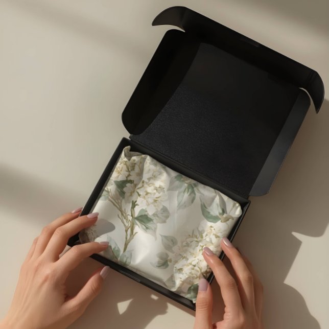 Soft White Hydrangea Floral Pattern Tissue Paper (Creator Uploaded)