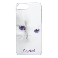 Soft White Kitten with Purple Eyes Personalized