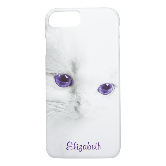 Soft White Kitten with Purple Eyes Personalized Case-Mate iPhone Case (Back)