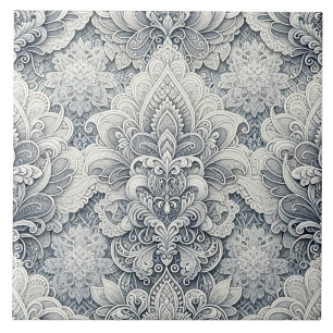 Soft White Lace, Silver Accents, Seamless Luxury Tile