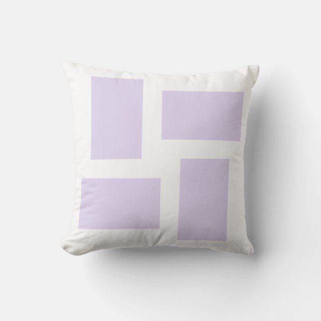 Soft White & Lilac Purple Abstract Design Throw Pillow (Front)