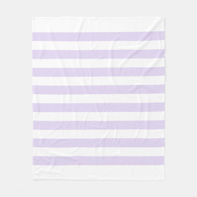Soft White & Lilac Purple Lines Pattern Fleece Blanket (Front)