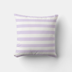 Soft White & Lilac Purple Lines Pattern Throw Pillow