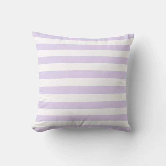 Soft White & Lilac Purple Lines Pattern Throw Pillow (Front)