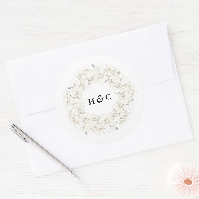Soft White Pampas Grass Floral Jungle Modern Classic Round Sticker (Envelope)