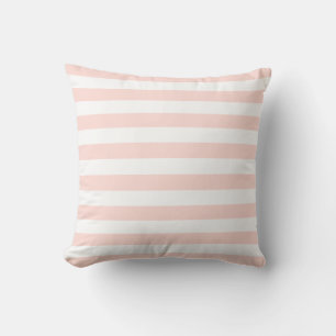 Soft White & Pastel Pink Lines Pattern Throw Pillow