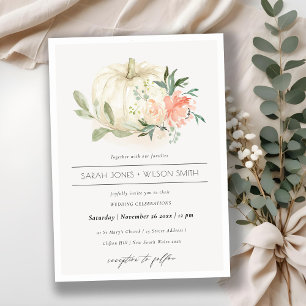 Soft White Pumpkin Blush Floral Wedding Invite