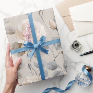 Soft White Rose Beige Floral Pattern  Wrapping Paper