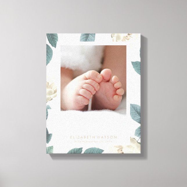 Soft White Rose Floral Frame Canvas Print (Front)