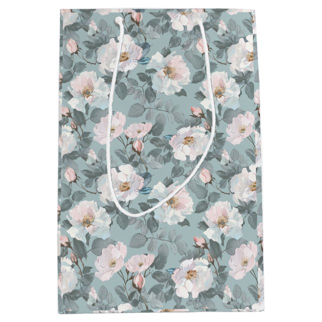Soft White Roses Medium Gift Bag (Front)