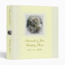 Soft White Roses Wedding Photo Album Binder