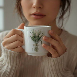 Soft White Tulip Bouquet Coffee Mug