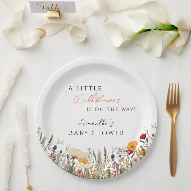 Soft White Wildflower Bloom Baby Shower Paper Plate (Wedding)
