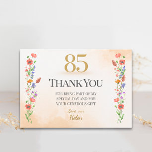 Soft Wildflower 85th Birthday Thanks Thank You Card