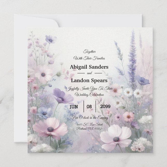 Soft Wildflower Meadow Daydreams Invitation (Front)