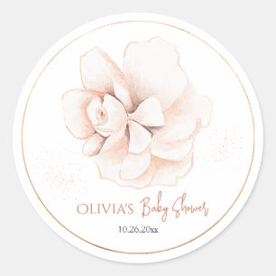 Soft Wildflowers Modern Baby Shower Invitation Classic Round Sticker