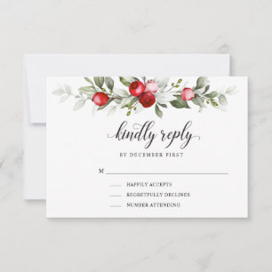 Soft Winter Berry   Kindly Reply   RSVP Card