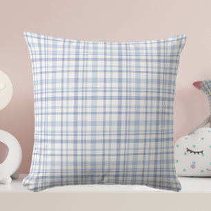 Soft Winter Blue Plaid Throw Pillow