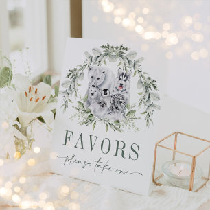 Soft Winter Holiday Artic Animals Favours Pedestal Sign