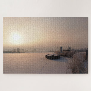 Soft winter sunrise in the Netherlands Jigsaw Puzzle