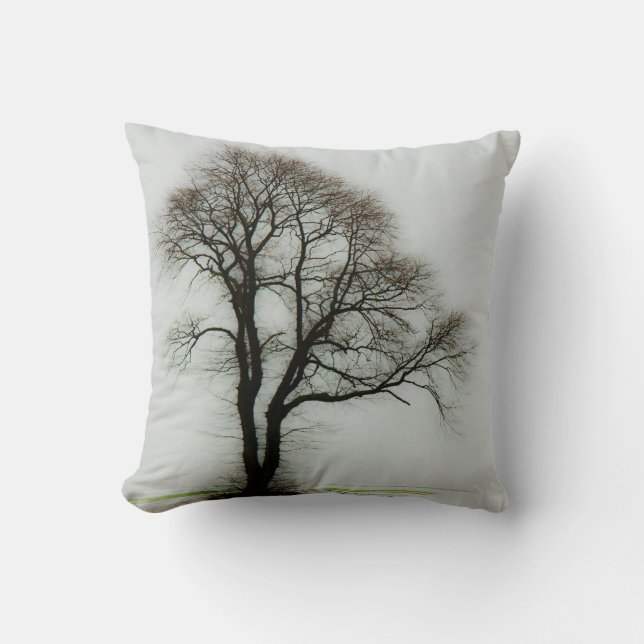 Soft winter tree throw pillow (Front)