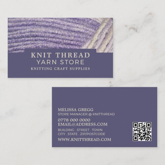 Soft Wool, Knitting Store, Yarn Store Business Card (Front/Back)