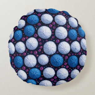 Soft Yarn Balls With Glittery Accents Round Pillow