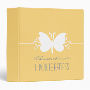 Soft Yellow Butterfly Swirls Binder (1.5 inch)