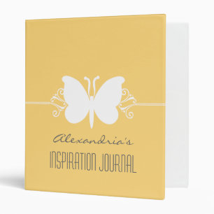 Soft Yellow Butterfly Swirls Binder (1 inch)