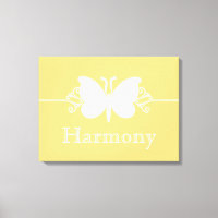 Soft Yellow Butterfly Swirls Virtue Canvas Print