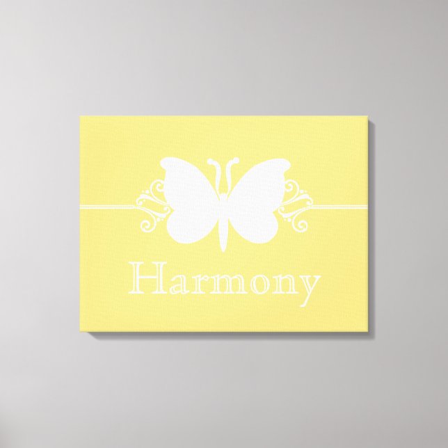 Soft Yellow Butterfly Swirls Virtue Canvas Print (Front)
