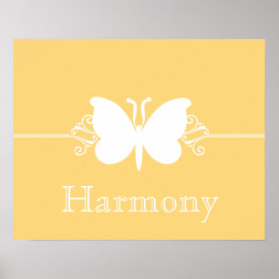 Soft Yellow Butterfly Swirls Virtue Poster
