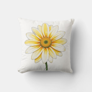 Soft Yellow Daisy Watercolor Throw Pillow