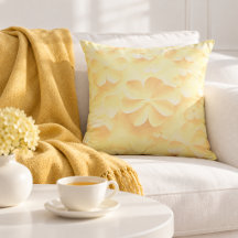 Soft Yellow Floral Dream Throw Pillow