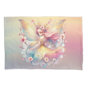 Soft Yellow Floral Fairy Princess Girls Pillowcase
