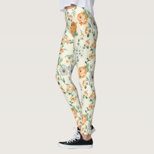 Soft Yellow Garden Floral Pattern Leggings