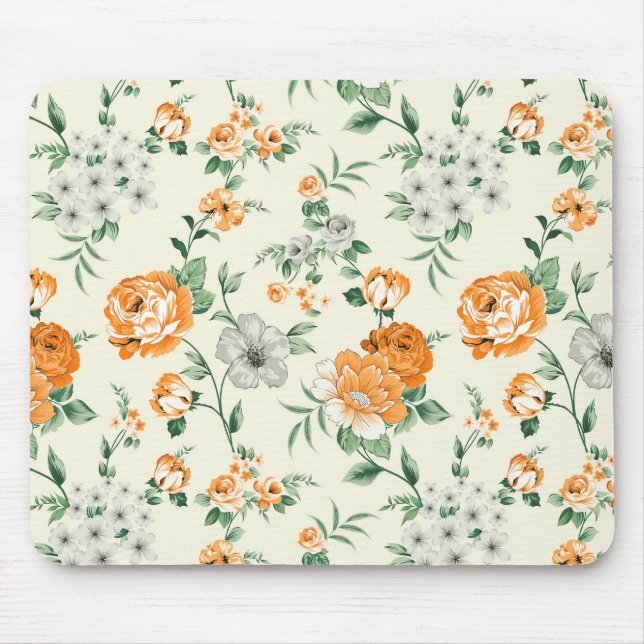 Soft Yellow Garden Floral Pattern Mouse Pad (Front)
