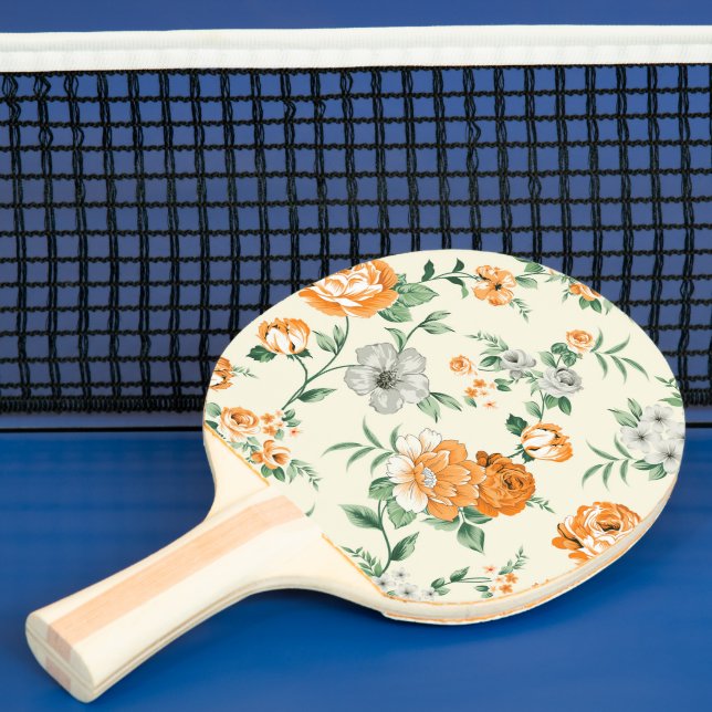 Soft Yellow Garden Floral Pattern Ping Pong Paddle (Insitu)