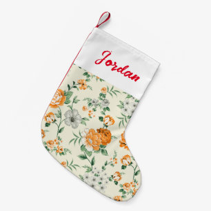 Soft Yellow Garden Floral Pattern Small Christmas Stocking