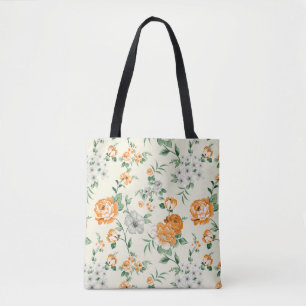 Soft Yellow Garden Floral Pattern Tote Bag