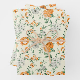 Soft Yellow Garden Floral Pattern Wrapping Paper Sheet