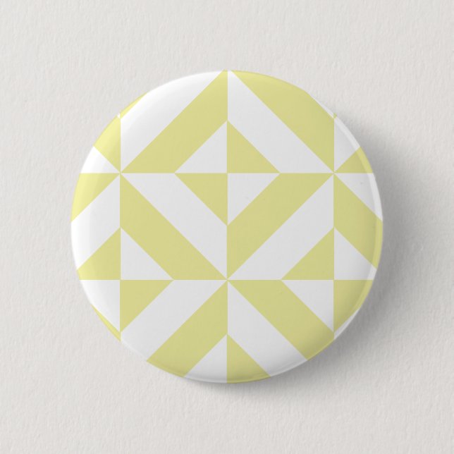 Soft Yellow Geometric Art Deco 2 Inch Round Button (Front)