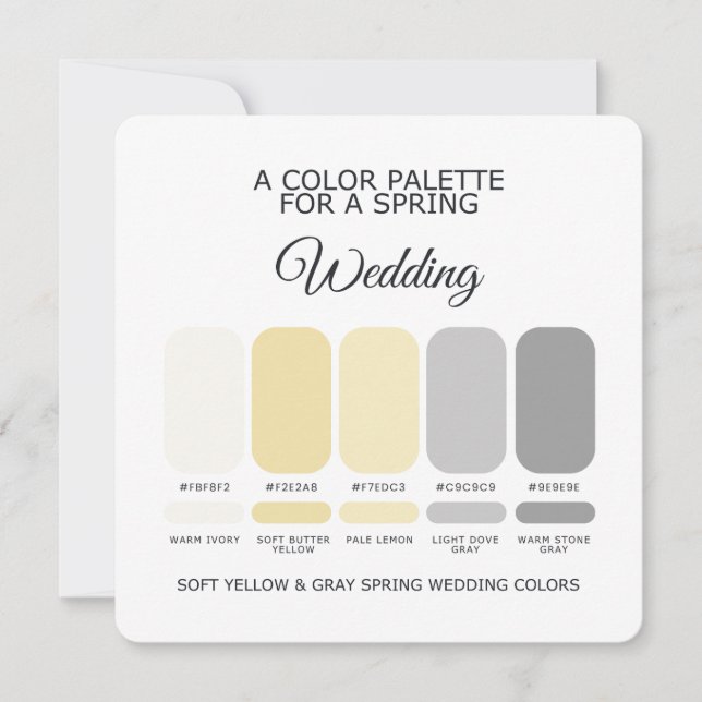 Soft Yellow Gray Spring Wedding Color Palette Card (Front)