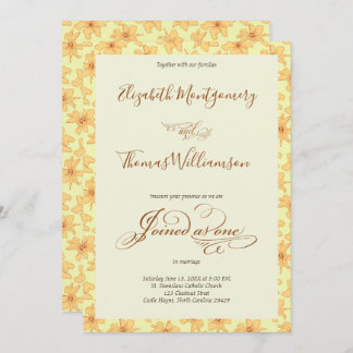 Soft Yellow Hand Drawn Floral Wedding Invitation