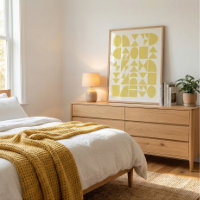 Soft Yellow Modern Geometric Shapes Art
