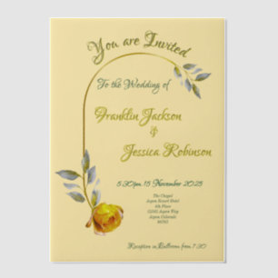Soft Yellow-Pink & Butter Yellow Floral Wedding Vellum Invitations